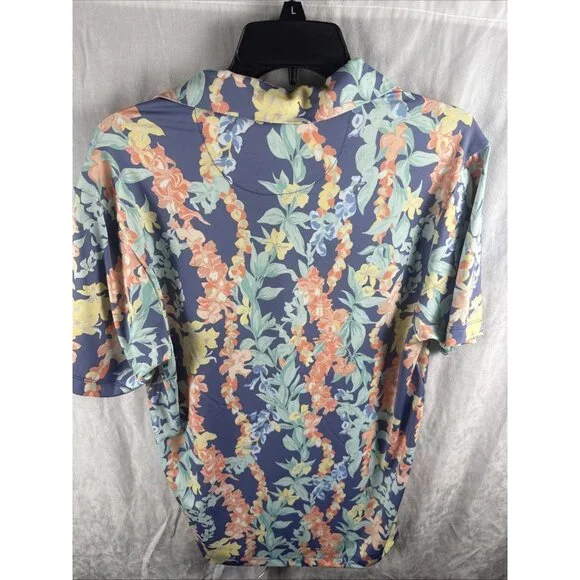Bad Birdie Men’s Medium Golf Polo Core Lei’d Floral Colorful Tropical New $78 - Picture 5 of 6